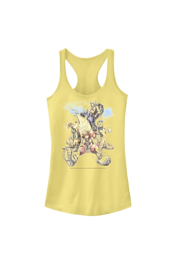 Junior's Kingdom Hearts Final Mix Box Art  Racerback Tank Top Banana X Large