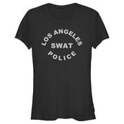 Junior's LAPD Los Angeles SWAT Police in Silver  Graphic Tee Black Small