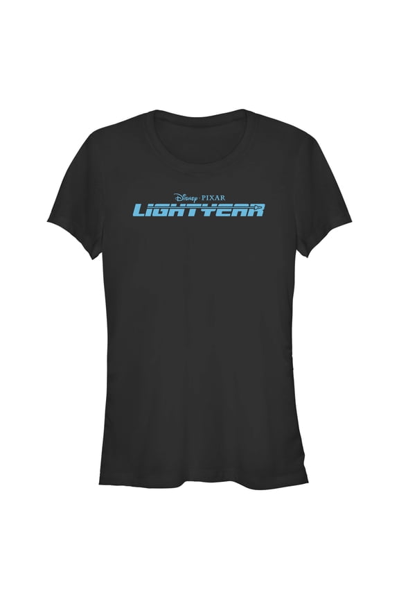 Junior's Lightyear Blue Logo  Graphic Tee Black Medium