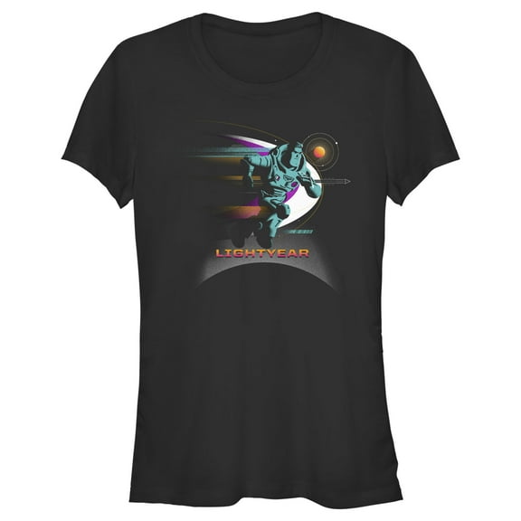 Junior's Lightyear Buzz Running Planets Logo  Graphic Tee Black X Large
