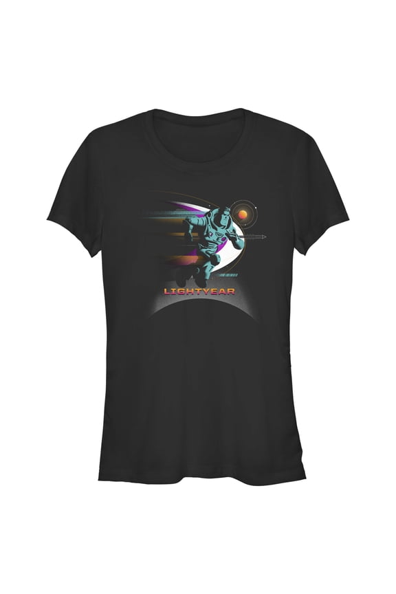 Junior's Lightyear Buzz Running Planets Logo  Graphic Tee Black X Large