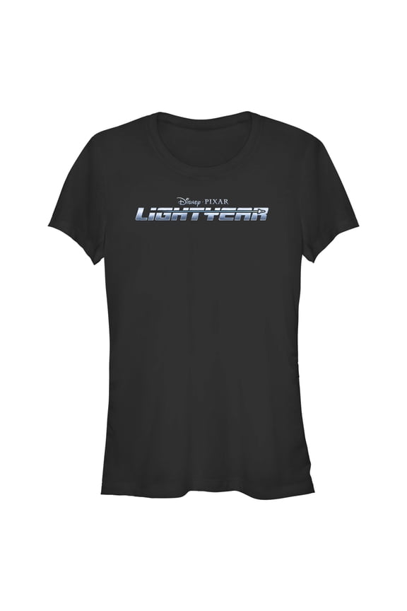 Junior's Lightyear Silver Logo  Graphic Tee Black Large