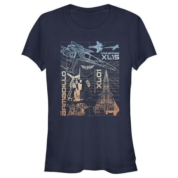 Junior's Lightyear Star Command Ships Graphic Tee Navy Blue Small