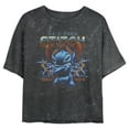 thumbnail image 1 of Junior's Lilo & Stitch 80s Rocker Stitch Graphic Crop T-Shirt Black Large, 1 of 4