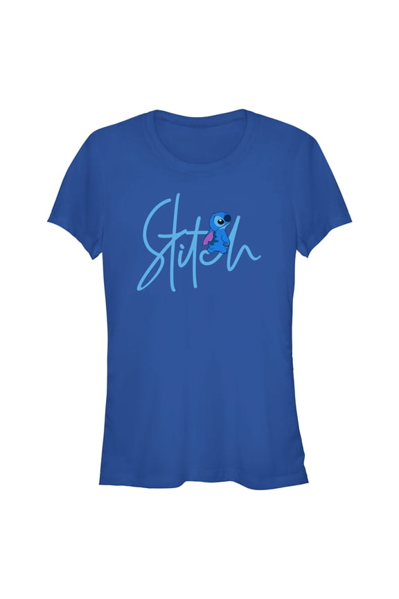 Junior's Lilo & Stitch Alien Signature Graphic Tee Royal Blue Small