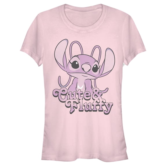 Junior's Lilo & Stitch Angel Cute & Fluffy Graphic Tee Light Pink Small