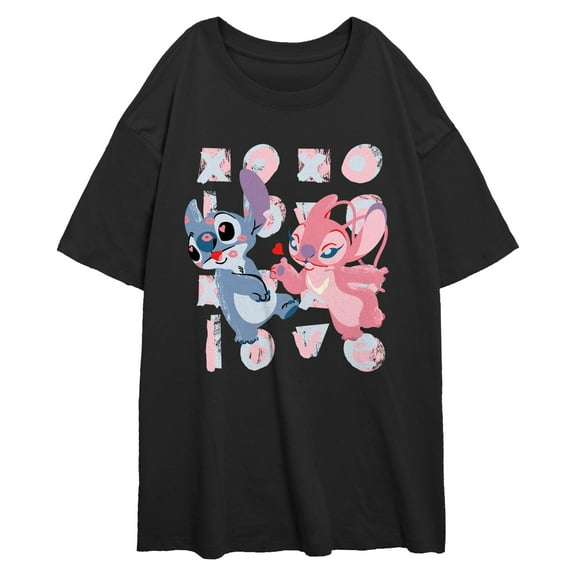 Junior's Lilo & Stitch Angel XOXO  Graphic T-Shirt