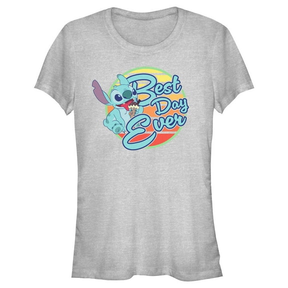Junior's Lilo & Stitch Best Day Ever Stitch Graphic Tee Athletic Heather 2X Large