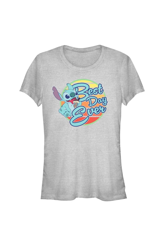 Junior's Lilo & Stitch Best Day Ever Stitch Graphic Tee Athletic Heather X Large