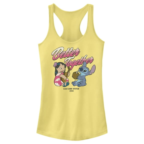 Junior's Lilo & Stitch Better Together  Racerback Tank Top Banana 2X Large