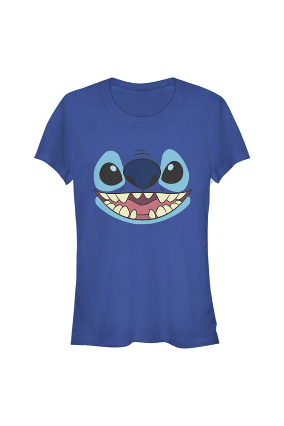 Junior's Lilo & Stitch Big Face Stitch Graphic Tee Royal Blue Small