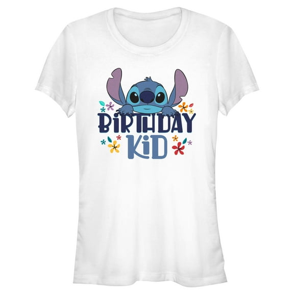 Junior's Lilo & Stitch Birthday Kid Graphic Tee White Large