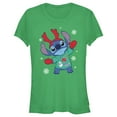thumbnail image 1 of Junior's Lilo & Stitch Christmas Outfit Stitch Graphic Tee Kelly Green Small, 1 of 3