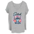 thumbnail image 1 of Junior's Lilo & Stitch Colorful Airbrush Graphic Tee Heather Gray 2X, 1 of 4