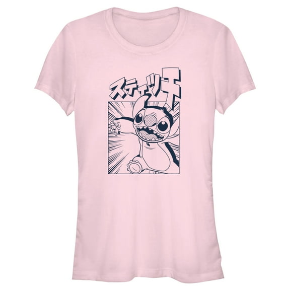 Junior's Lilo & Stitch Comic Book Alien  Graphic Tee Light Pink 2X Large