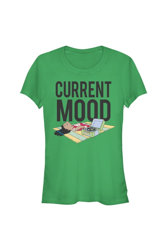 Junior's Lilo & Stitch Current Mood  Graphic Tee Kelly Green Small