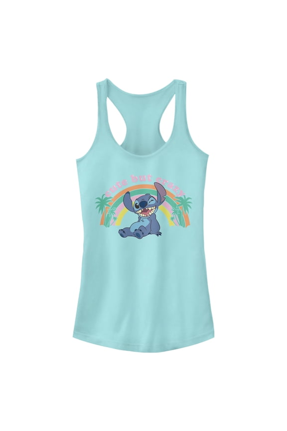 Junior's Lilo & Stitch Cute But Crazy Racerback Tank Top Cancun Medium