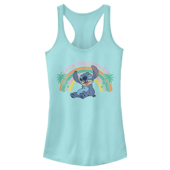 Junior's Lilo & Stitch Cute But Crazy Racerback Tank Top Cancun X Small