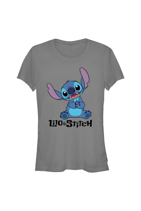 Junior's Lilo & Stitch Cute Logo Graphic Tee Charcoal 2X Large