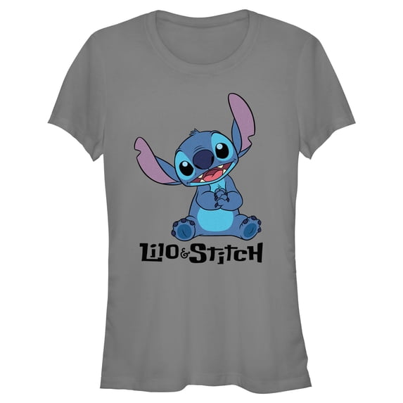 Junior's Lilo & Stitch Cute Logo Graphic Tee Charcoal Large