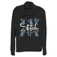 thumbnail image 1 of Junior's Lilo & Stitch Distressed Poses Cowl Neck Sweatshirt Black X Large, 1 of 4