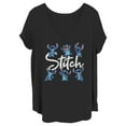 thumbnail image 1 of Junior's Lilo & Stitch Distressed Poses Graphic Tee Black 3X, 1 of 4