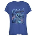 thumbnail image 1 of Junior's Lilo & Stitch Distressed Poster Stitch Graphic Tee Royal Blue Large, 1 of 3