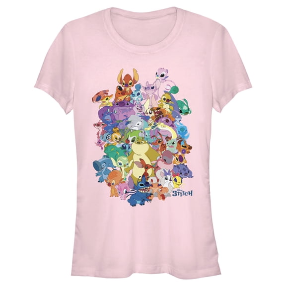 Junior's Lilo & Stitch Experiment Compilation Graphic Tee Light Pink 2X Large