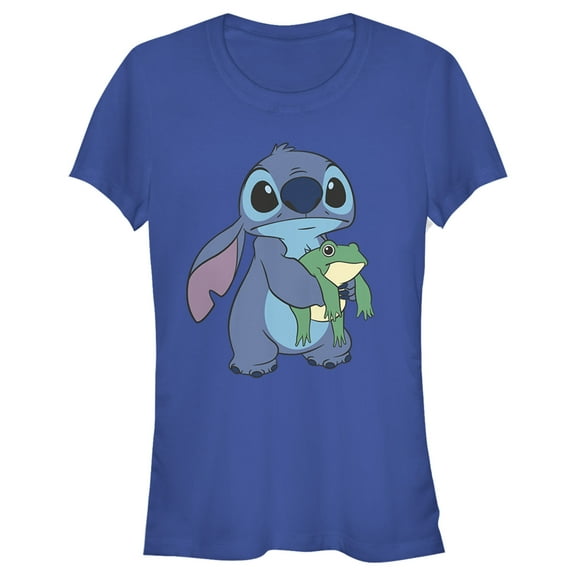Junior's Lilo & Stitch Froggie Stitch  Graphic Tee Royal Blue Medium