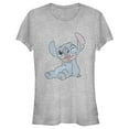 thumbnail image 1 of Junior's Lilo & Stitch Halftone Smile Graphic Tee Athletic Heather Medium, 1 of 3