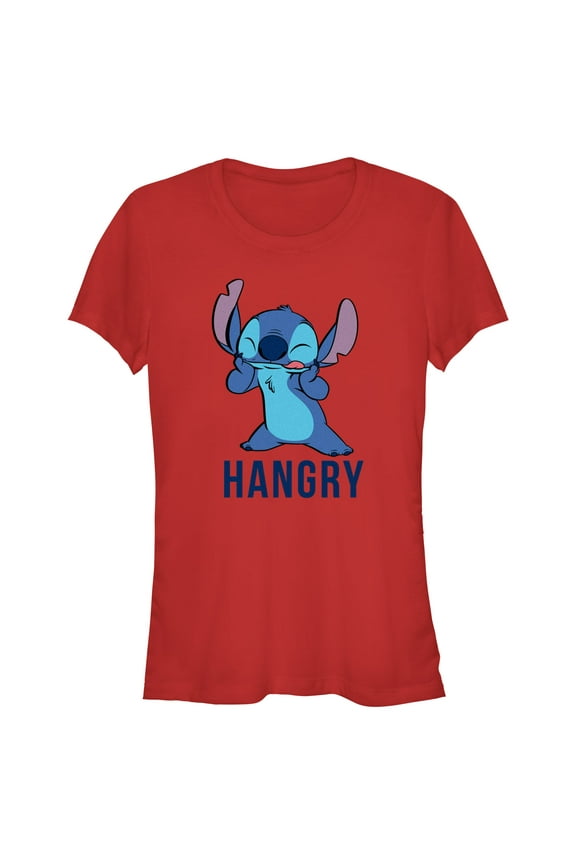 Junior's Lilo & Stitch Hangry Graphic Tee Red 2X Large