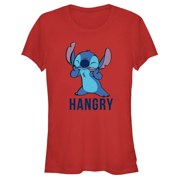 Junior's Lilo & Stitch Hangry  Graphic Tee Red Medium