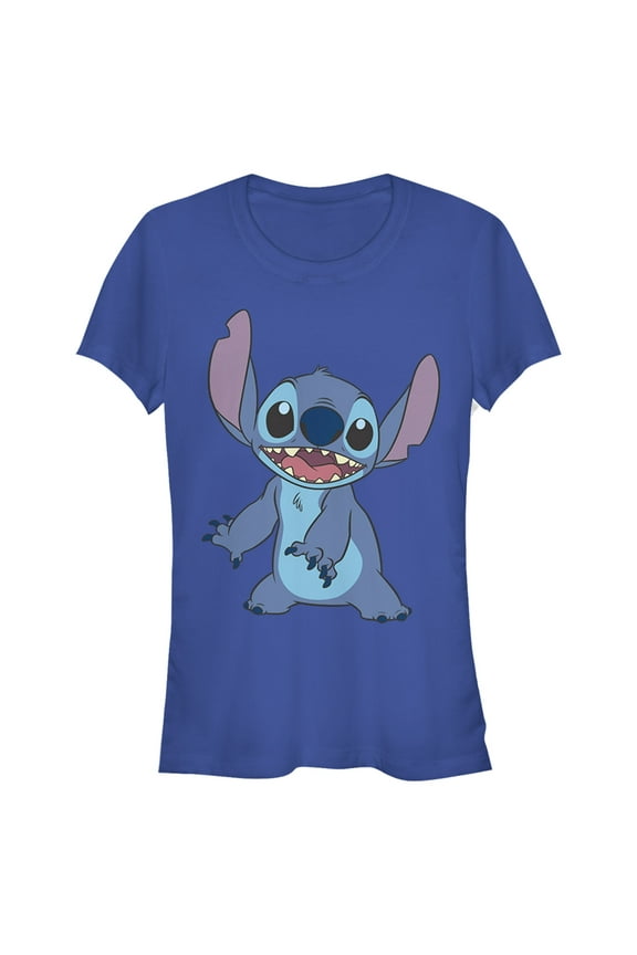 Junior's Lilo & Stitch Happy to See Me Graphic Tee Royal Blue Small