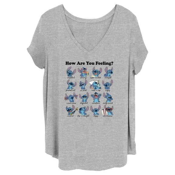 Junior's Lilo & Stitch How Are You Feeling  Graphic Tee Heather Gray 3X