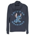 thumbnail image 1 of Junior's Lilo & Stitch I Don't Do Mornings Light Blue Cowl Neck Sweatshirt Navy Blue Small, 1 of 4
