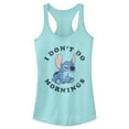 thumbnail image 1 of Junior's Lilo & Stitch I Don't Do Mornings Stitch Distressed Racerback Tank Top Cancun X Large, 1 of 4