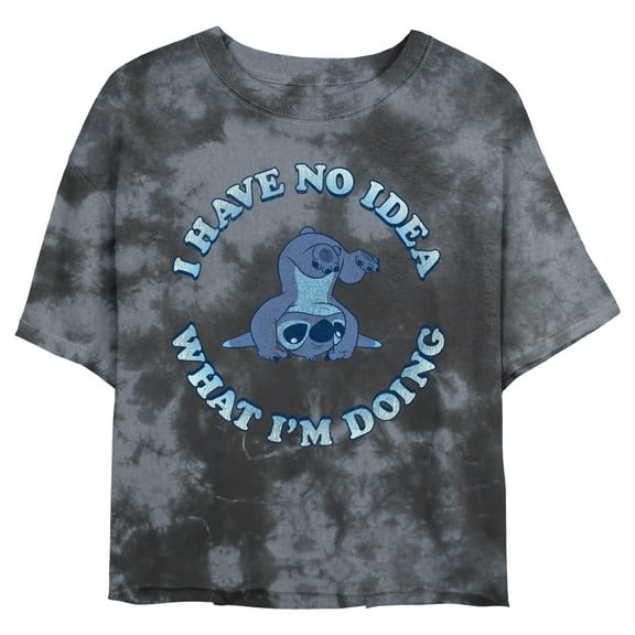 Junior's Lilo & Stitch I Have No Idea Graphic Crop T-Shirt Black/Charcoal X Large