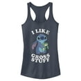 thumbnail image 1 of Junior's Lilo & Stitch I Like Gross Stuff Stitch Distressed Racerback Tank Top Indigo X Small, 1 of 4