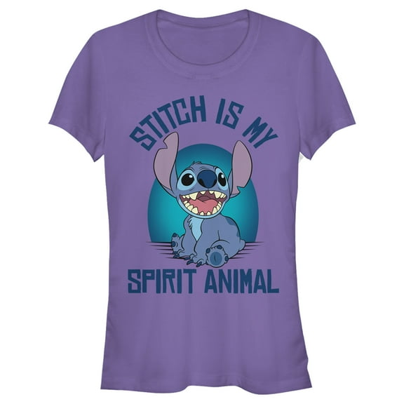 Junior's Lilo & Stitch My Spirit Animal  Graphic Tee Purple Small