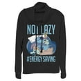 thumbnail image 1 of Junior's Lilo & Stitch Not Lazy, Saving Energy Cowl Neck Sweatshirt Black X Large, 1 of 4