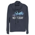 thumbnail image 1 of Junior's Lilo & Stitch Not Today Cowl Neck Sweatshirt Navy Blue Large, 1 of 4