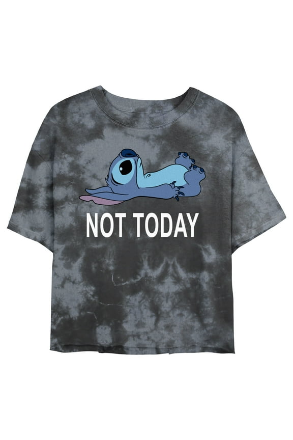 Junior's Lilo & Stitch Not Today Graphic Crop T-Shirt Black/Charcoal Medium