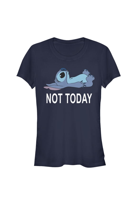 Junior's Lilo & Stitch Not Today Graphic Tee Navy Blue 2X Large