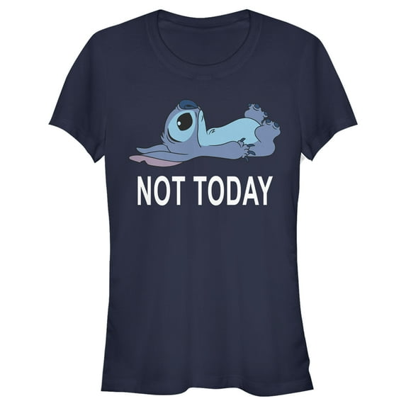 Junior's Lilo & Stitch Not Today Graphic Tee Navy Blue Medium