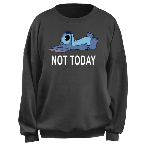Junior's Lilo & Stitch Not Today Lay Down Sweatshirt Charcoal X Large
