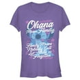 thumbnail image 1 of Junior's Lilo & Stitch Ohana Means Family Graphic Tee Purple Small, 1 of 3