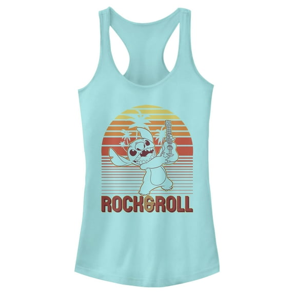 Junior's Lilo & Stitch Rock & Roll Sunset Racerback Tank Top Cancun X Small