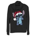 thumbnail image 1 of Junior's Lilo & Stitch Santa Surprise Cowl Neck Sweatshirt Black 2X Large, 1 of 4