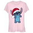 thumbnail image 1 of Junior's Lilo & Stitch Santa Surprise Graphic Tee Light Pink Small, 1 of 3