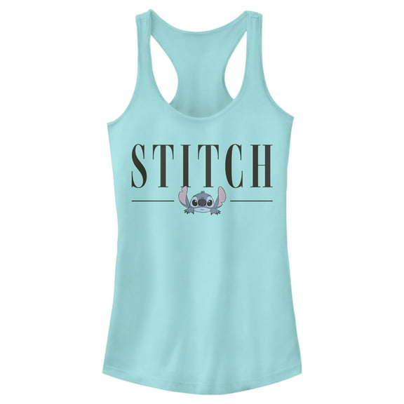 Junior's Lilo & Stitch Simplistic Logo Stitch  Racerback Tank Top Cancun Medium